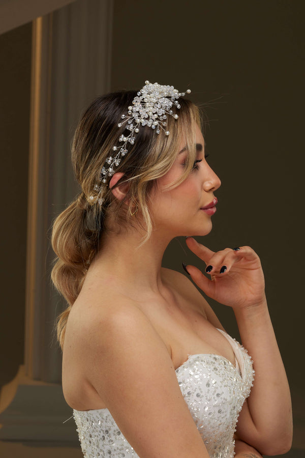 Kristall und Perlen mit Details Braut-Haaraccessoire