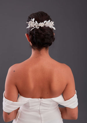 Kristall und Blatt mit Details Braut-Haaraccessoire – elegant Dutt Design