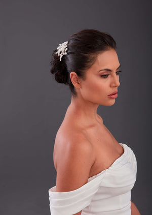 Kristall und Blatt mit Details Braut-Haaraccessoire – elegant Dutt Design