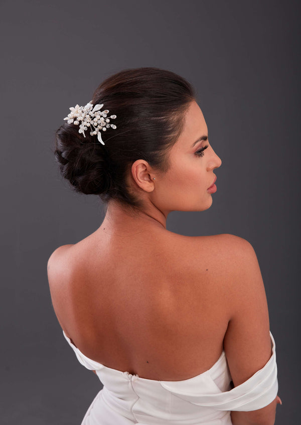 Kristall und Blatt mit Details Braut-Haaraccessoire – elegant Dutt Design