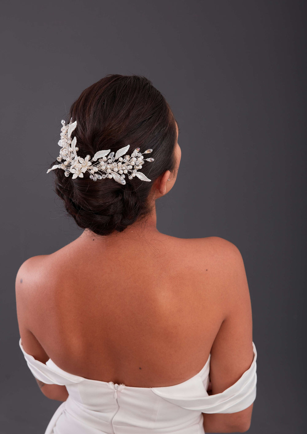 Kristall und Blatt mit Details Braut-Haaraccessoire – elegant Dutt Design