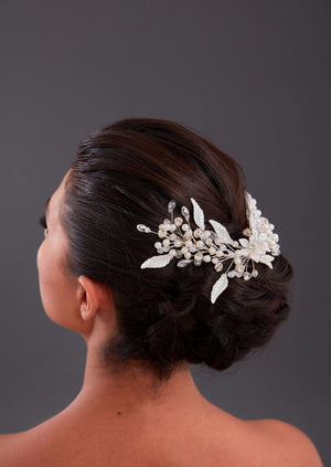 Kristall und Blatt mit Details Braut-Haaraccessoire – elegant Dutt Design