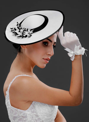 Vintage im französischen Stil breitkrempiger Hut – besonders Anlass & Hochzeit Accessoire