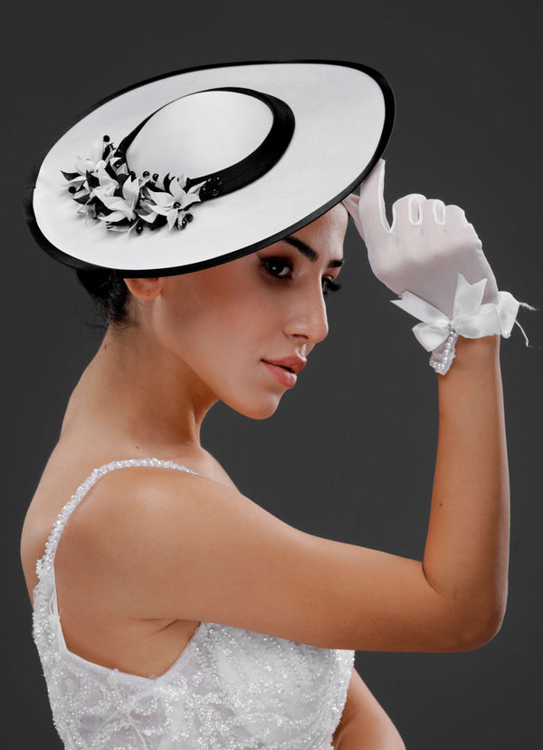 Vintage im französischen Stil breitkrempiger Hut – besonders Anlass & Hochzeit Accessoire
