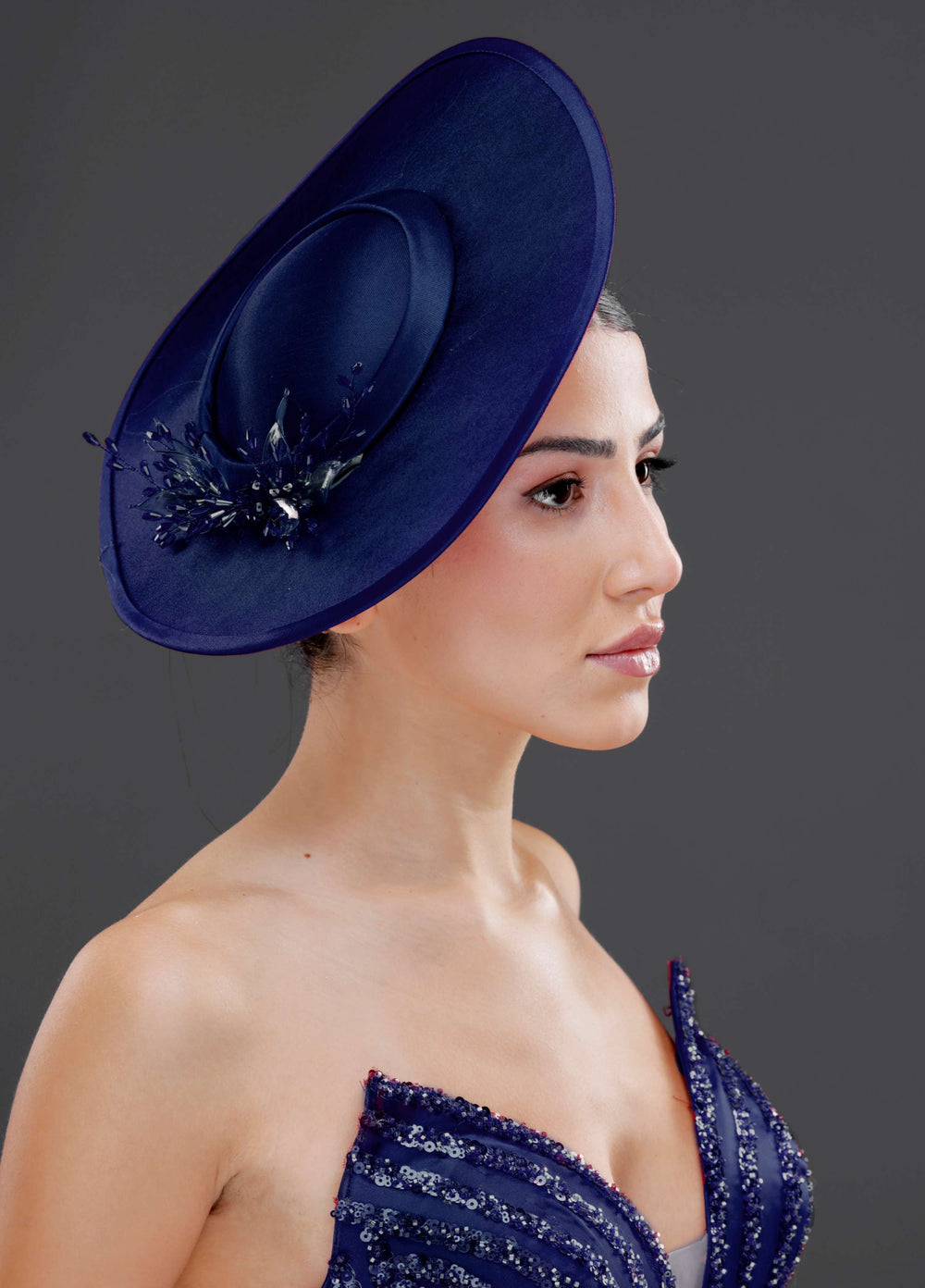Vintage im französischen Stil breitkrempiger Hut – besonders Anlass & Hochzeit Accessoire