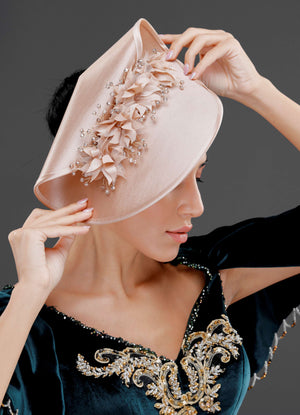 Vintage mit Blumendetails Hut – Sonderdesign Standesamt & Anlass Accessoire
