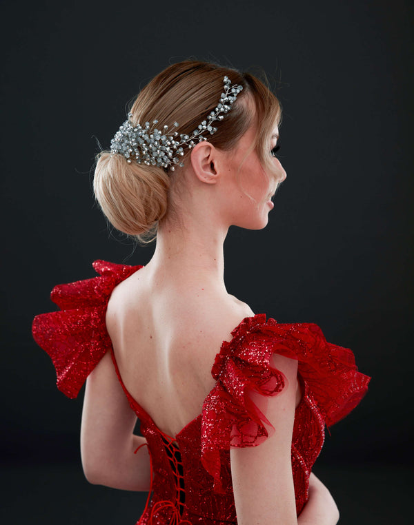Mit Kristalldetails Braut-Haaraccessoire – Dutt für elegant und funkelnd Haar Krone