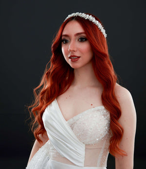 Elegant Perle & mit Kristalldetails Brautkrone – minimalistisch funkelnd Haaraccessoire