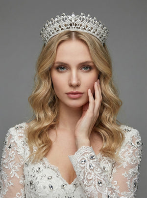 Mit Kristallsteinen funkelnd Brautkrone im Königinnen-Stil elegant Hochzeits-Haaraccessoire