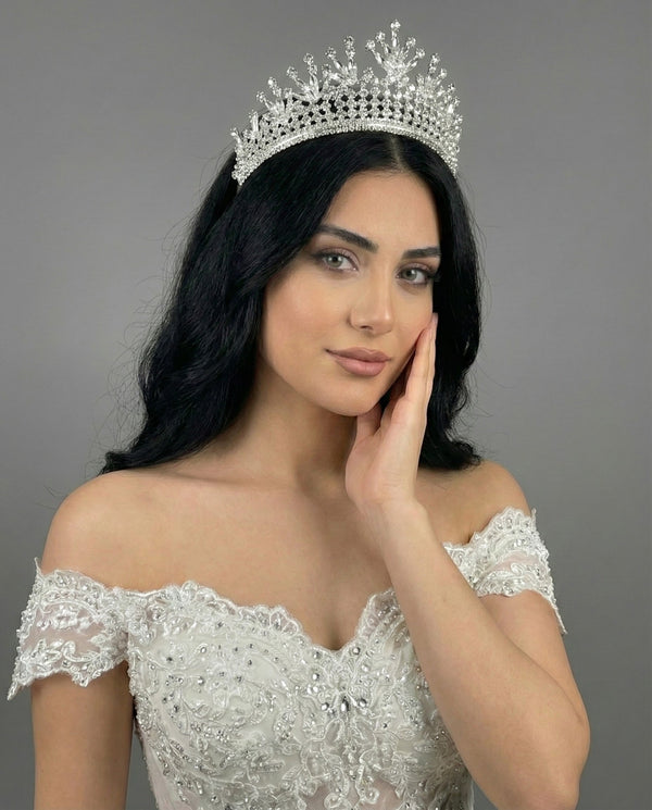 Mit Kristallsteinen funkelnd Brautkrone elegant Königinnen Modell Hochzeits-Haaraccessoire