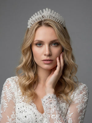 Mit Kristallsteinen funkelnd Brautkrone im Königinnen-Stil elegant Hochzeits-Haaraccessoire