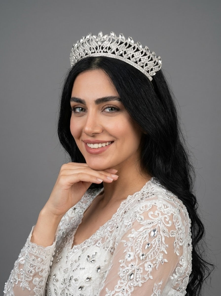Mit Kristallsteinen funkelnd Brautkrone im Königinnen-Stil elegant Hochzeits-Haaraccessoire