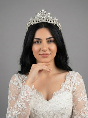 Mit Kristallsteinen mit Blattmotiv Brautkrone funkelnd Hochzeits-Haaraccessoire