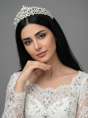 Mit Kristallsteinen funkelnd Brautkrone im Königinnen-Stil elegant Hochzeits-Haaraccessoire