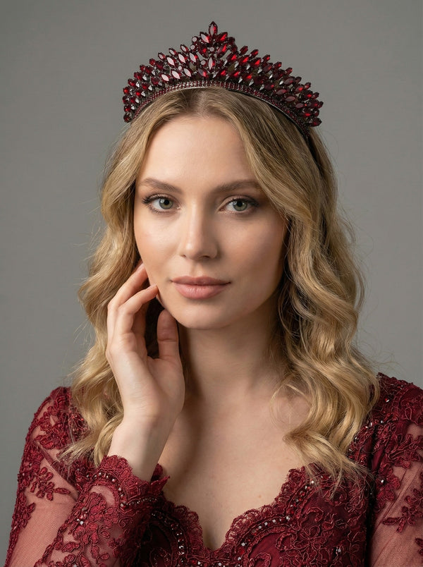 Mit Kristallsteinen funkelnd Brautkrone im Königinnen-Stil elegant Hochzeits-Haaraccessoire