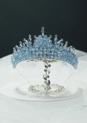 Eisblau Kristall-Brautkrone – funkelnd und elegante Prinzessinnenkrone