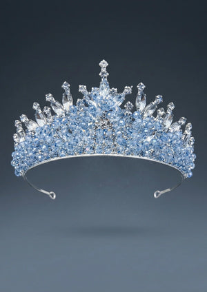 Eisblau Kristall-Brautkrone – funkelnd und elegante Prinzessinnenkrone