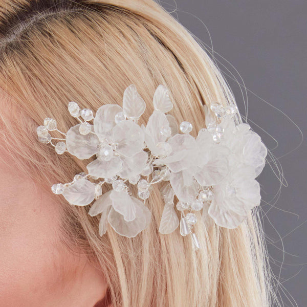 Blumen und mit Kristalldetails Braut Haarspange – romantisch seitlich Haaraccessoire
