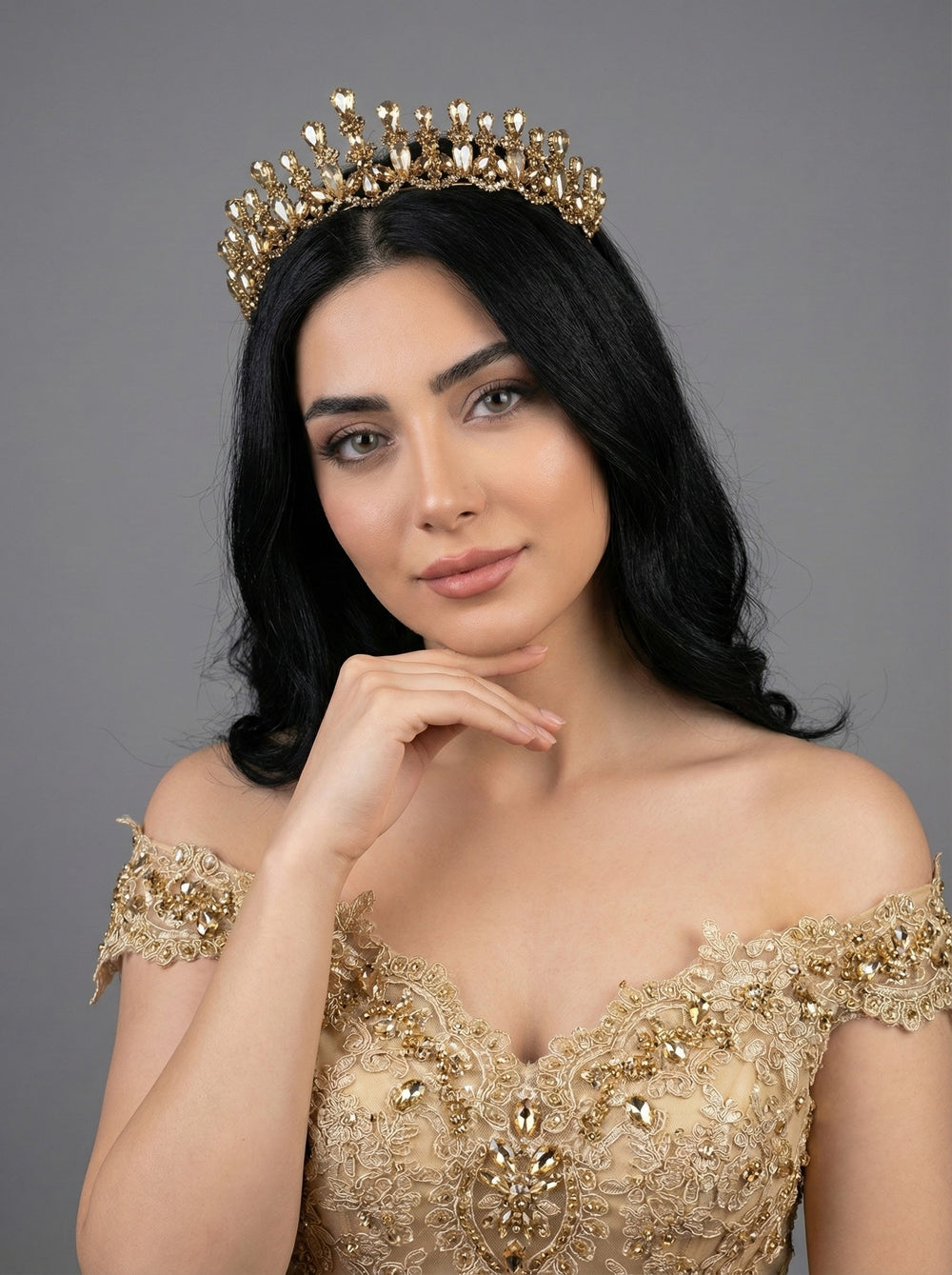 Mit Kristallsteinen funkelnd Brautkrone elegant Hochzeits-Haaraccessoire