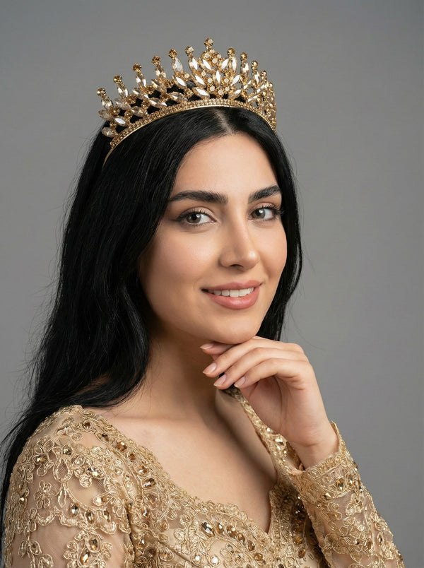 Mit Kristallsteinen Brautkrone im Königinnen-Stil funkelnd Hochzeits-Haaraccessoire
