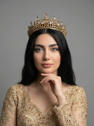 Mit Kristallsteinen Brautkrone im Königinnen-Stil funkelnd Hochzeits-Haaraccessoire