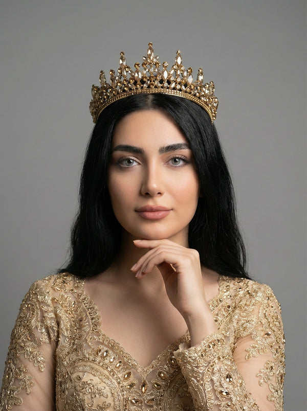 Mit Kristallsteinen Brautkrone im Königinnen-Stil funkelnd Hochzeits-Haaraccessoire