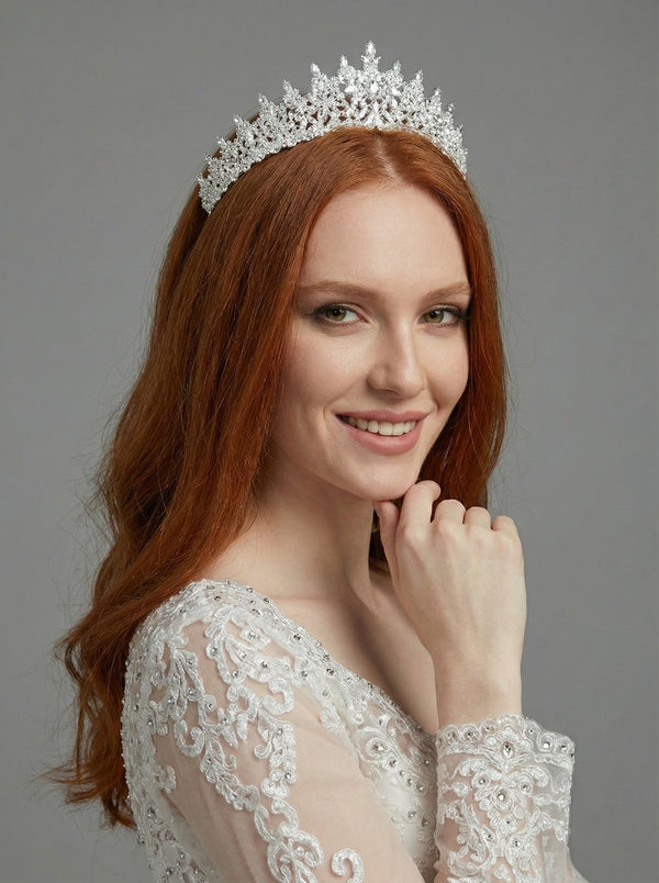 Elegant funkelnd Zirkon-Kristalll-Brautkrone – Asil und modern wirkend Krone Modell