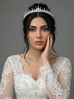 Kristall mit Zirkonsteinen elegant Brautkrone funkelnd Hochzeits-Haaraccessoire