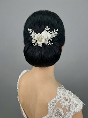 Perle und Kristall mit Blumen Braut Haarspange – Dutt für elegant Accessoire