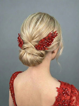 Farbige Kristall zweiteilig Haarkamm – elegant und romantisch Dutt Accessoire