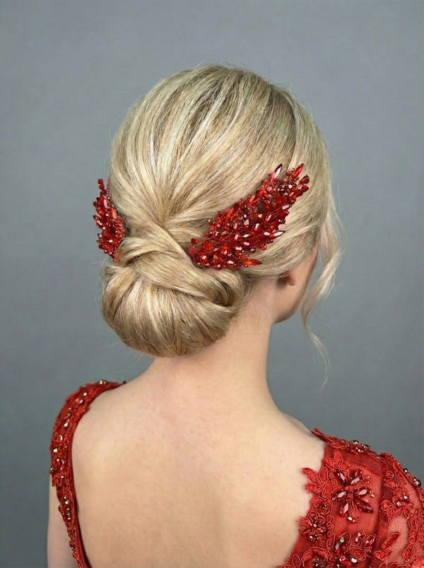 Farbige Kristall zweiteilig Haarkamm – elegant und romantisch Dutt Accessoire
