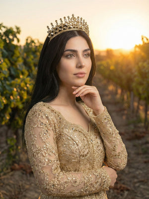 Mit Kristallsteinen Brautkrone im Königinnen-Stil funkelnd Hochzeits-Haaraccessoire