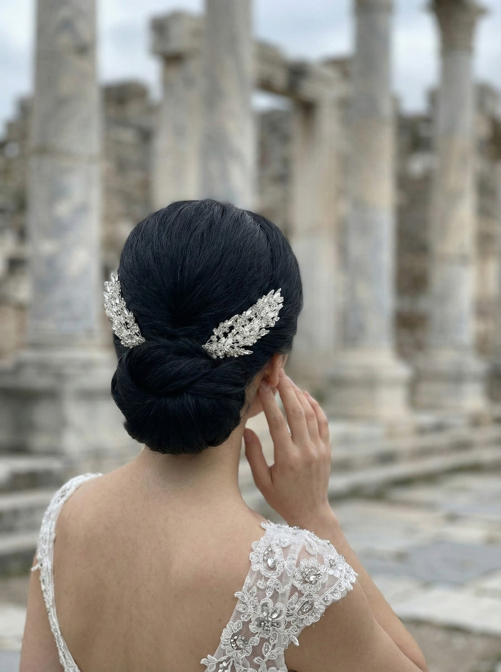 Farbige Kristall zweiteilig Haarkamm – elegant und romantisch Dutt Accessoire