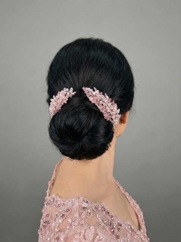 Farbige Kristall zweiteilig Haarkamm – elegant und romantisch Dutt Accessoire