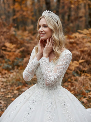 Mit Kristallsteinen funkelnd Brautkrone im Königinnen-Stil elegant Hochzeits-Haaraccessoire