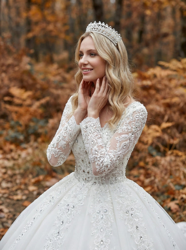 Mit Kristallsteinen funkelnd Brautkrone im Königinnen-Stil elegant Hochzeits-Haaraccessoire