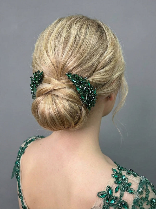 Farbige Kristall zweiteilig Haarkamm – elegant und romantisch Dutt Accessoire