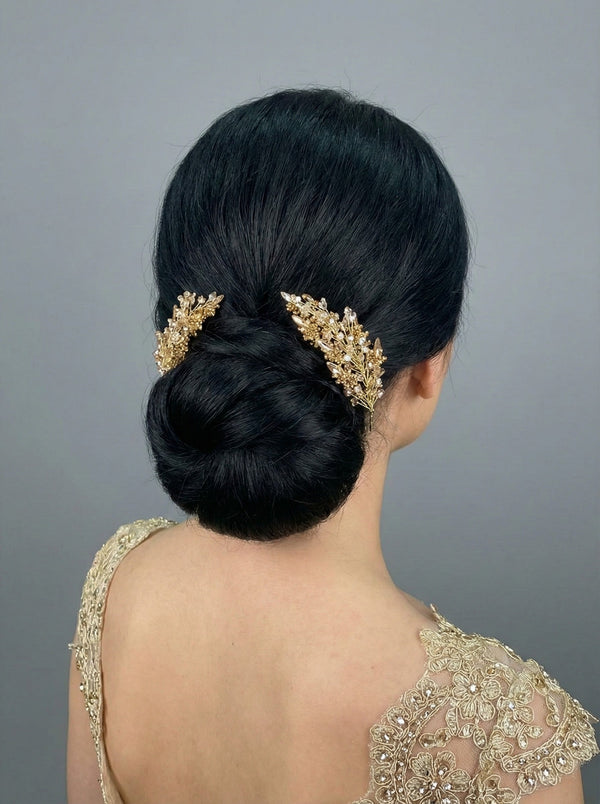 Farbige Kristall zweiteilig Haarkamm – elegant und romantisch Dutt Accessoire