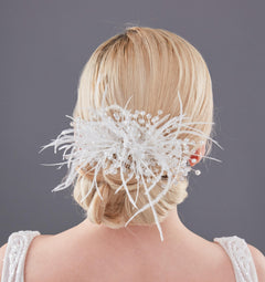 Auffällig mit Federn und Kristall Braut-Haaraccessoire – Dutt für funkelnd Design