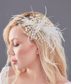 Auffällig mit Federn und Kristall Braut-Haaraccessoire – Dutt für funkelnd Design