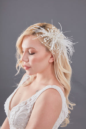 Auffällig mit Federn und Kristall Braut-Haaraccessoire – Dutt für funkelnd Design