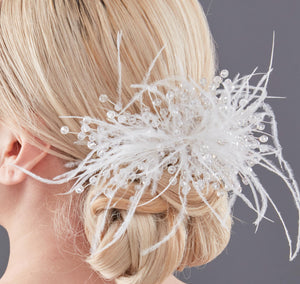 Auffällig mit Federn und Kristall Braut-Haaraccessoire – Dutt für funkelnd Design