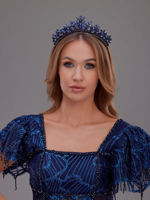 Funkelnd mit Kristallsteinen Kraliyet Brautkrone – Sonderdesign Haaraccessoire