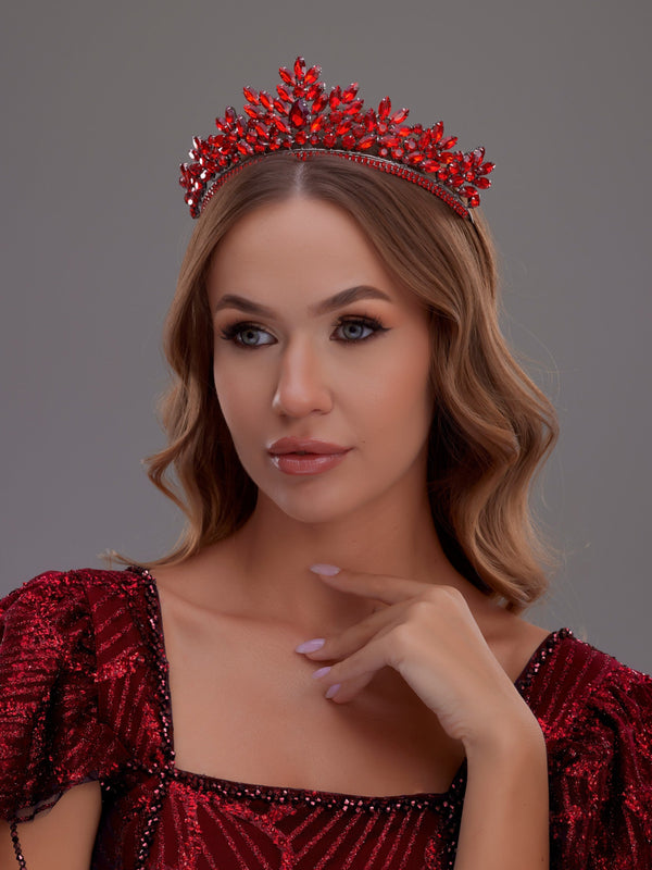 Funkelnd mit Kristallsteinen Kraliyet Brautkrone – Sonderdesign Haaraccessoire