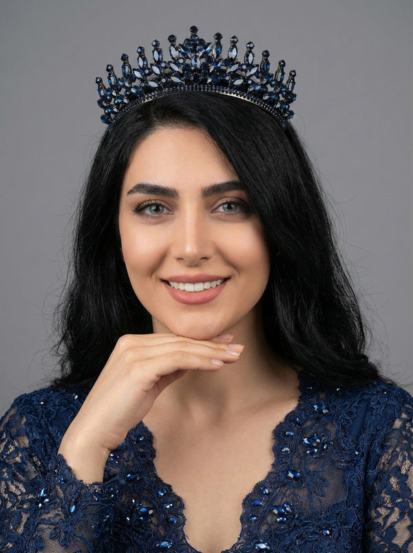 Mit Kristallsteinen Brautkrone im Königinnen-Stil funkelnd Hochzeits-Haaraccessoire