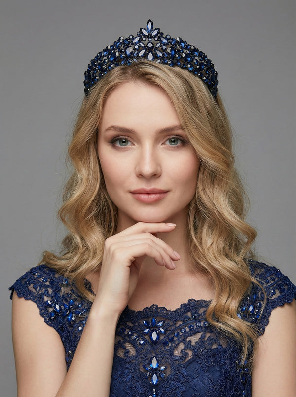 Mit Kristallsteinen funkelnd Brautkrone im Königinnen-Stil elegant Hochzeits-Haaraccessoire
