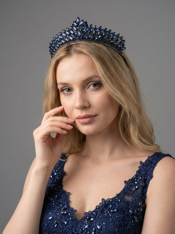 Mit Kristallsteinen funkelnd Brautkrone im Königinnen-Stil elegant Hochzeits-Haaraccessoire