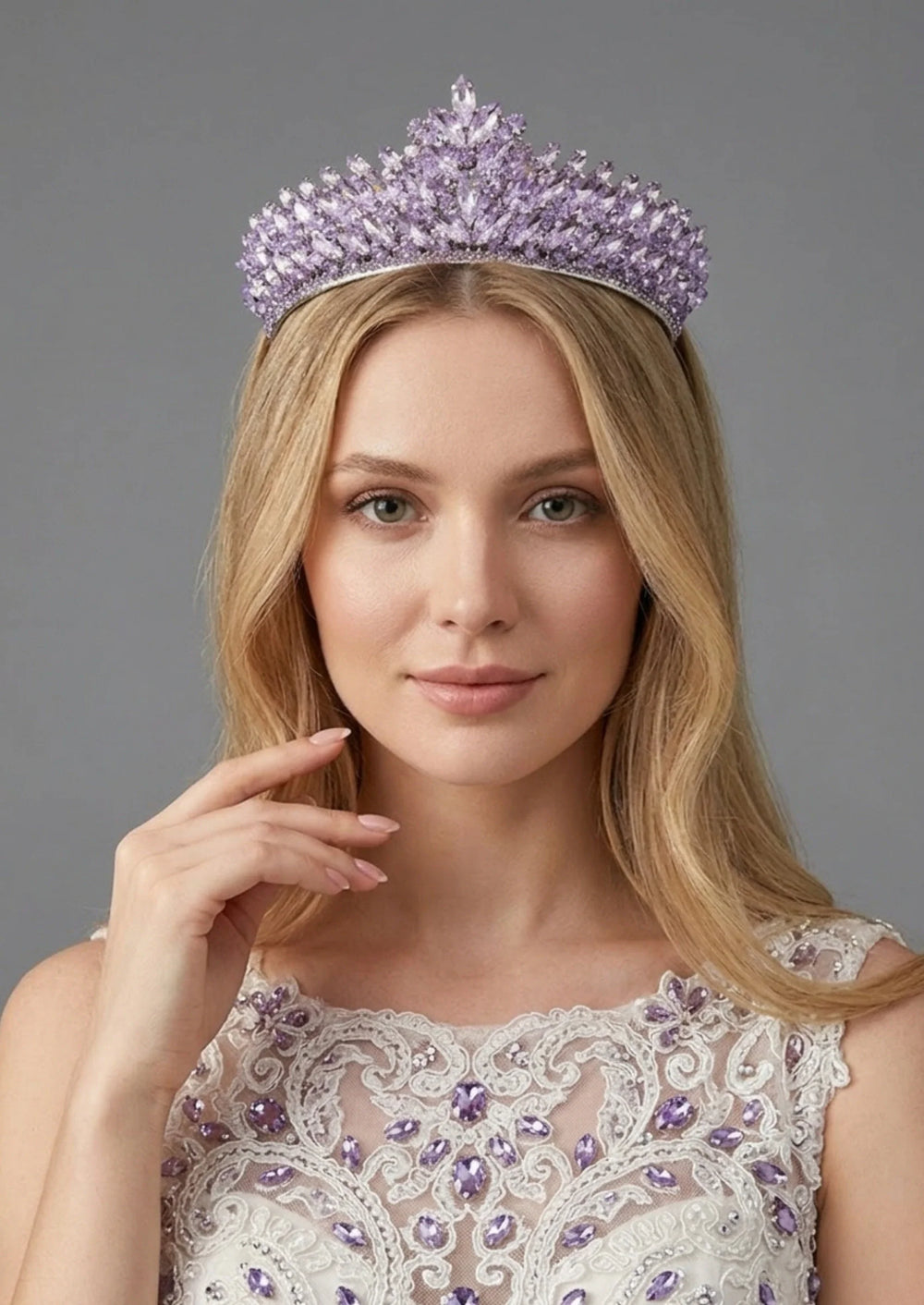 Lila Kristall-Prinzessinnenkrone – funkelnd und elegant Braut Accessoire