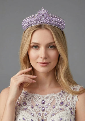 Lila Kristall-Prinzessinnenkrone – funkelnd und elegant Braut Accessoire