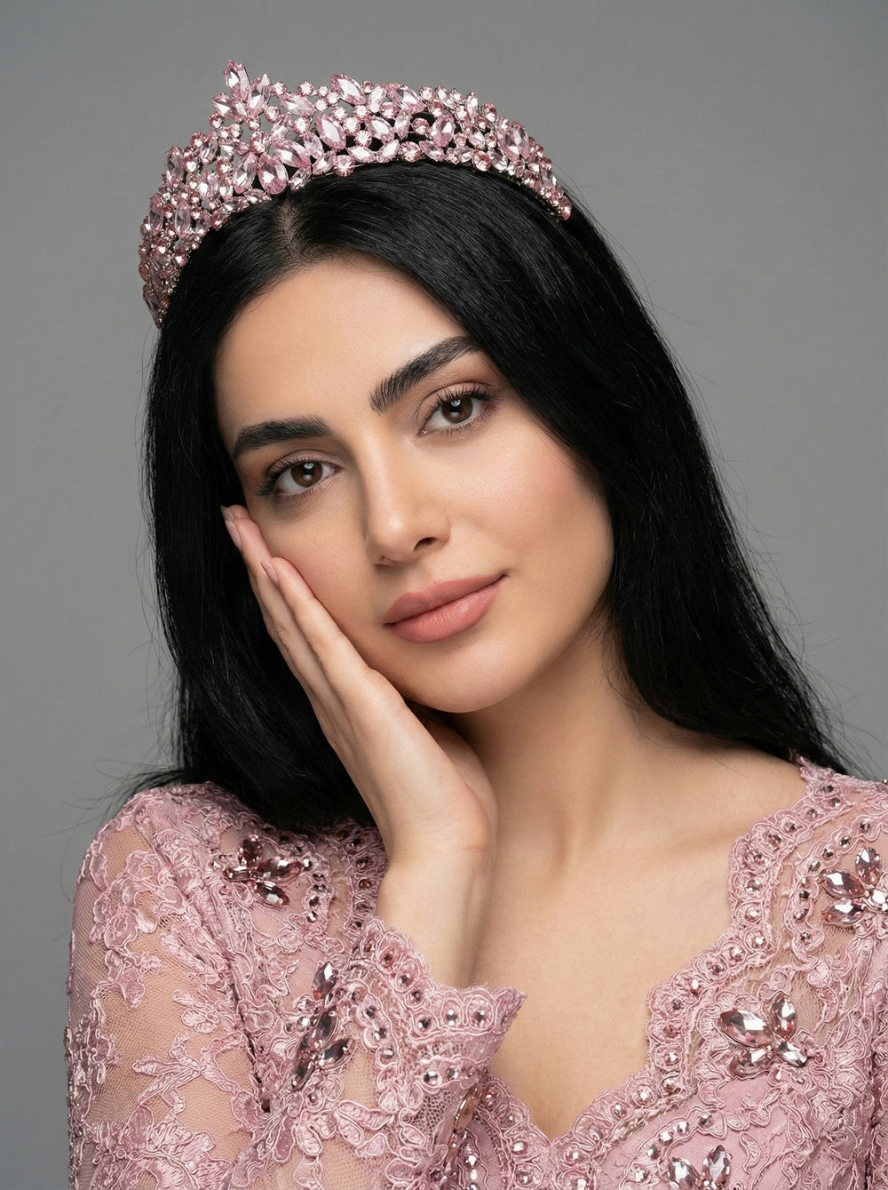 Mit Kristallsteinen funkelnd Brautkrone im Königinnen-Stil elegant Hochzeits-Haaraccessoire